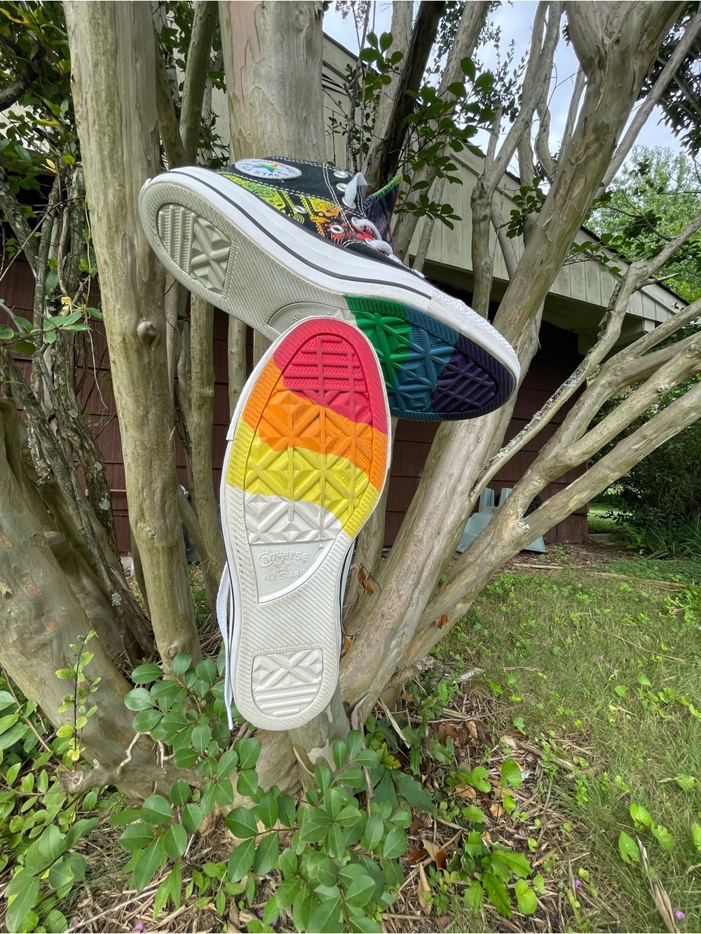 Converse Chuck Taylor All Star Rainbow Unisex Preowned M-7 W-9 Hi Top Sneakers - Picture 5 of 8